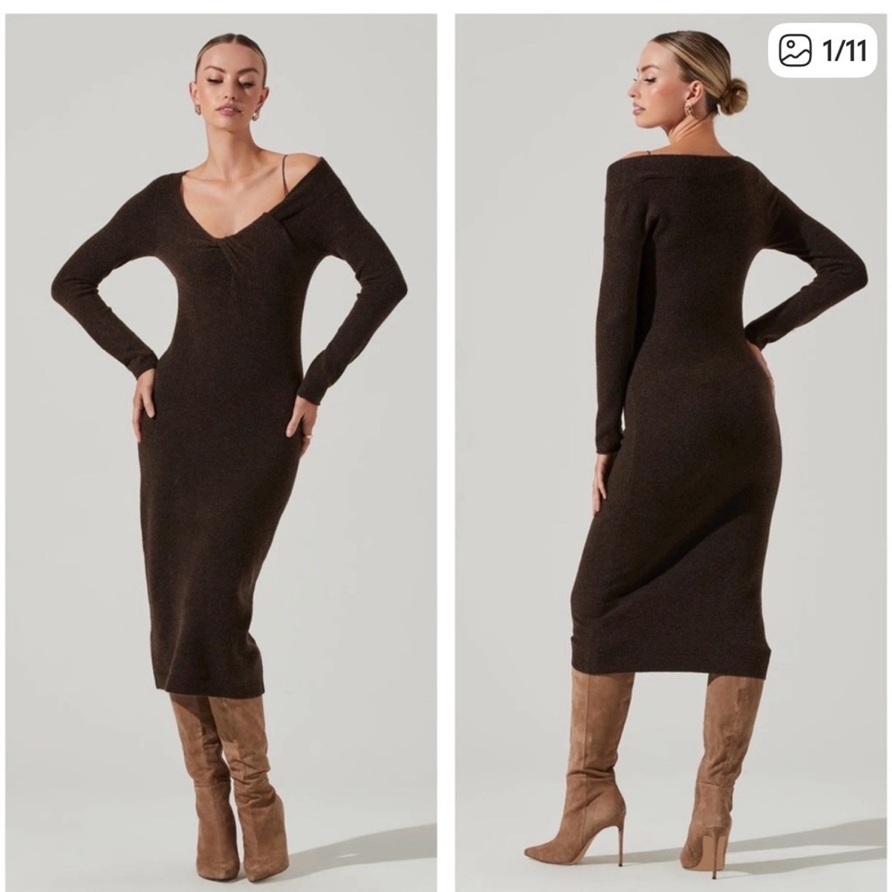 NEW Astr Naya brown knit sweater dress